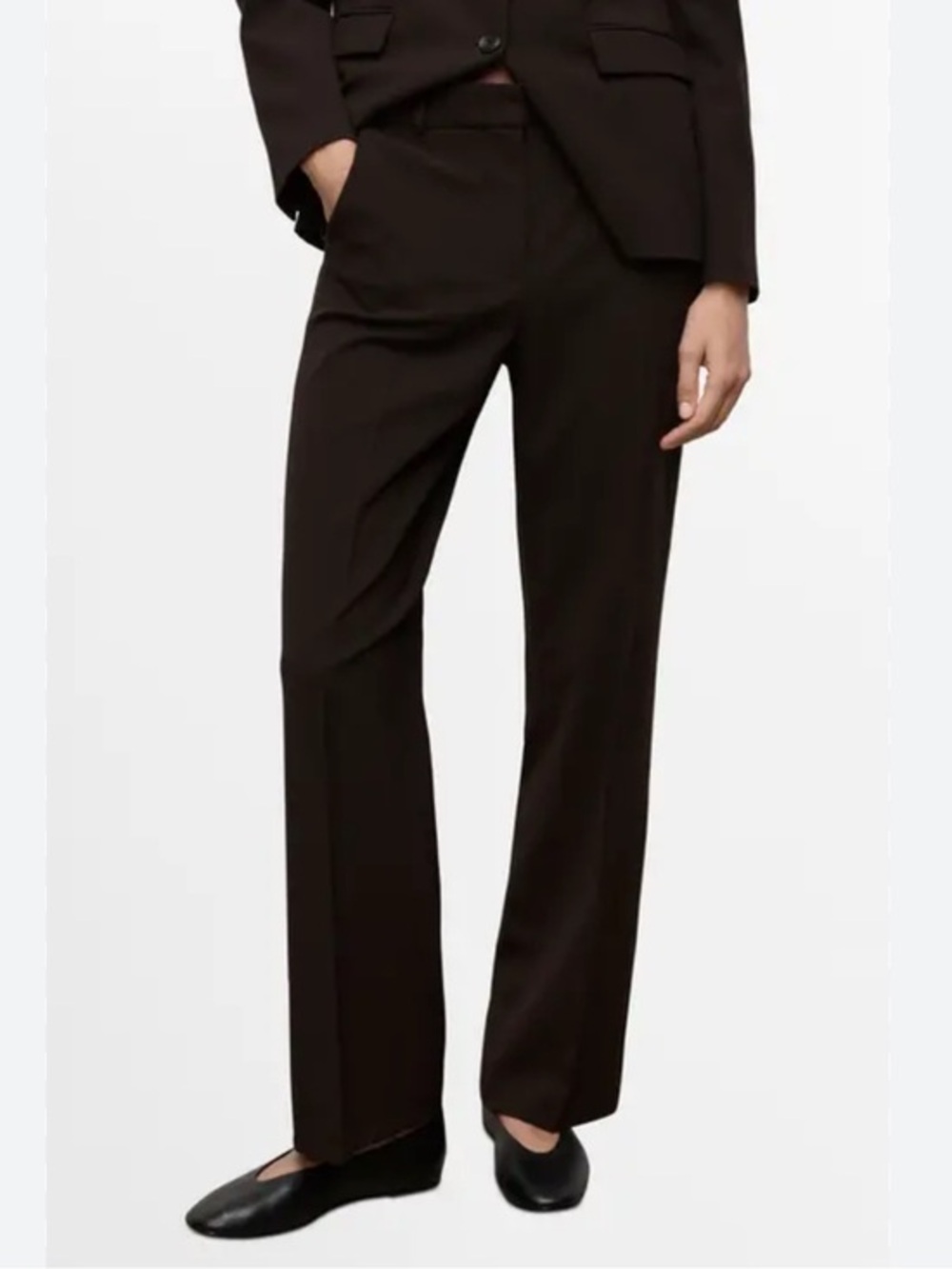 NWT Virgin Wool Carlisle Espresso Brown Straight-Leg Trousers